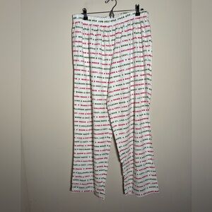 Hallmark White Pajama Pants with Red and Green Accents Size XL. NWOT